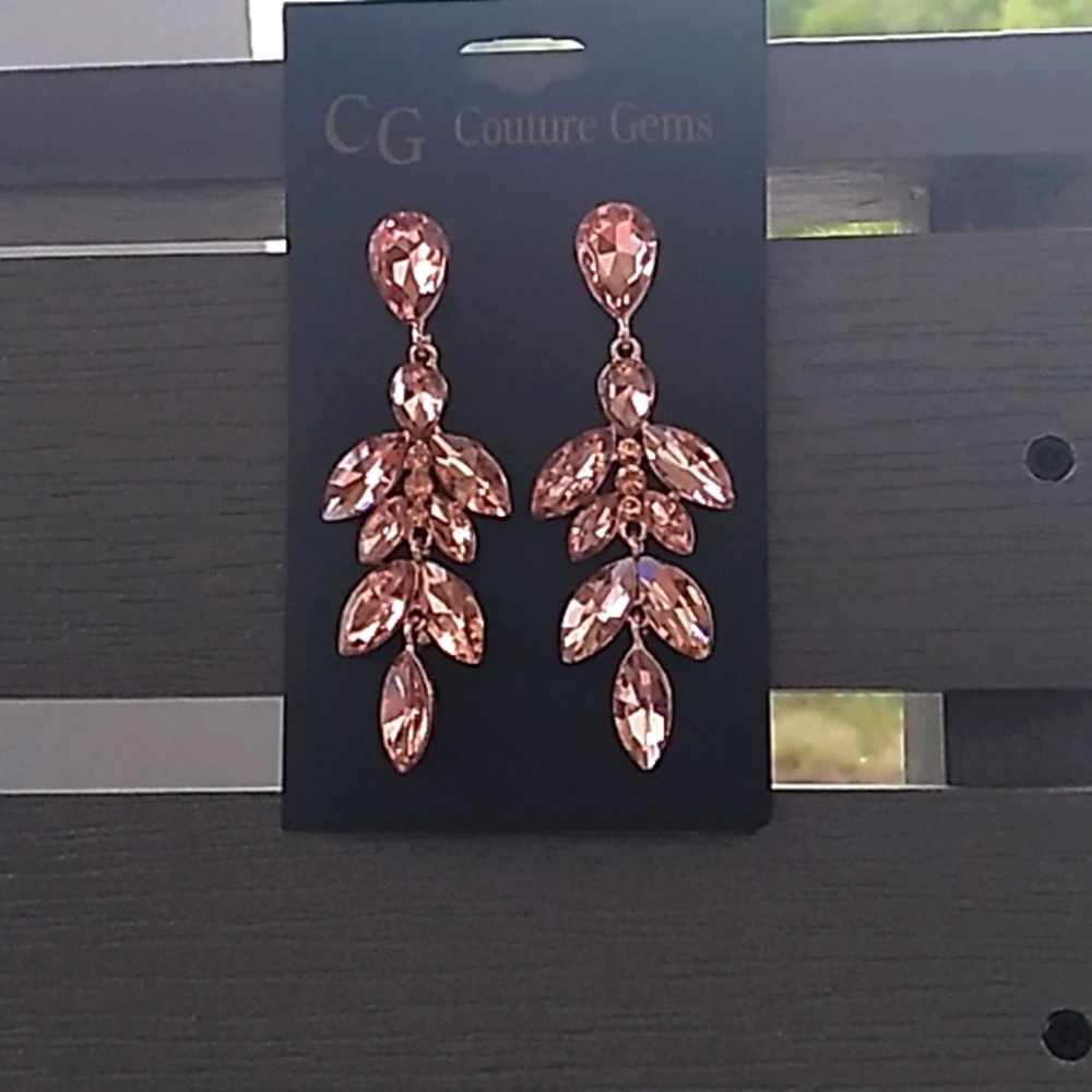 Statement Earrings. Rose gold stones.